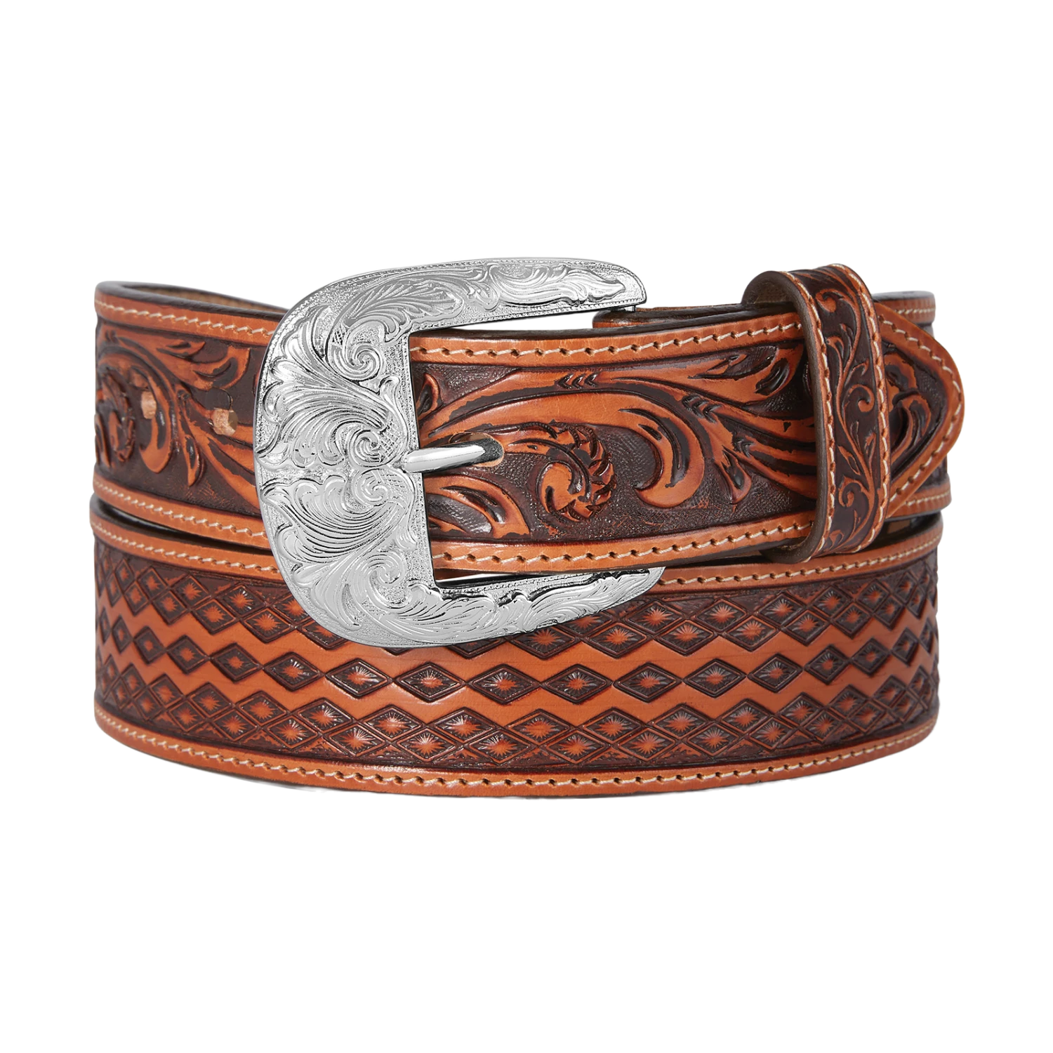 Brighton® Men's Diamond Road Tan Leather Belt C14074 1 Brighton® Men's Diamond Road Tan Leather Belt C14074