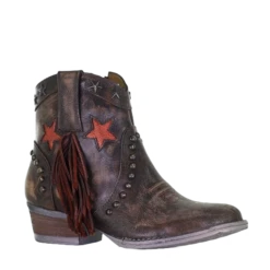 Circle G By Corral Ladies Brown Star Fringe & Stud Booties Q0181