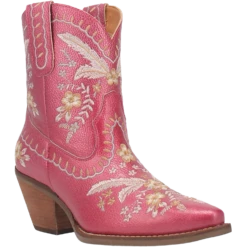 Dingo Ladies Primrose Floral Embroidery Fuchsia Metallic Boots DI748-PU7