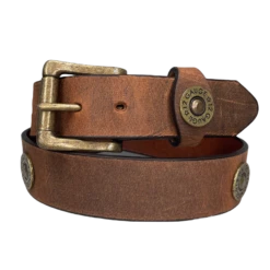 Heritage Leathers USA Men's Vintage Shotgun Shell Brown Belt 2101