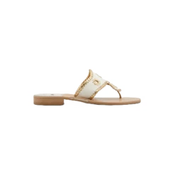 Jack Rogers Ladies Pebbled Flat Bone Gold Sandals 151221JK02B10