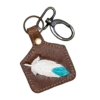 Myra Bag Azure Quill Cow Tag Leather Keychain S-2948