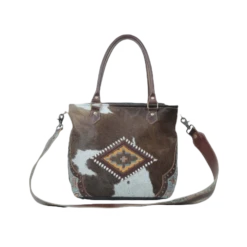 Myra Bag Ladies Western Domerang Canvas & Hairon Bag S-5275