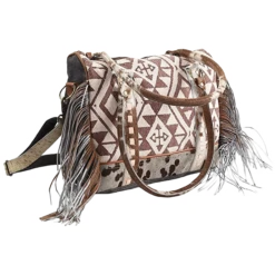Olay Bags® Woven Aztec Print With Cowhide & Fringe Shoulder Bag LB254