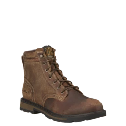 Ariat Men's Groundbreaker 6" Brown Lace-Up Soft Toe Work Boots 10016256