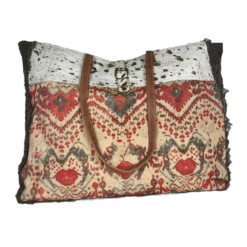 Olay Bags® Rug Woven With Cowhide Distressed Brown Shoulder Bag LB229