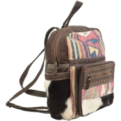 Olay Woven Rug Cowhide Multicolor Rug Striped Backpack LB105