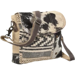 Olay Aztec Rug Woven Cowhide Button Accent Crossbody Bag LB149