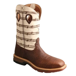 Twisted X Men's 12 Inch Elephant Print & Bone Brown Square Toe Boots MXBA006