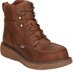 Justin Men's Rush Nano Brown Composite Toe Waterproof Lace Up Shoes SE471