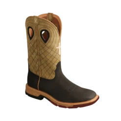 Twisted X® Men's 12" Western Charcoal & Kiwi Square Toe Work Boots MXBW007