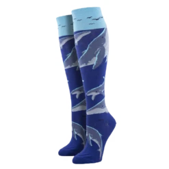 SockSmith Ladies Whale Watching Knee High Socks WNH2525-BLU