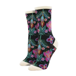 SockSmith Ladies Alyssa Floral Black Socks WNC2638-BLK