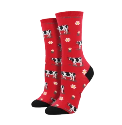 Sock Smith Ladies "LEGENDAIRY"Red Crew Socks WNC1516-RED