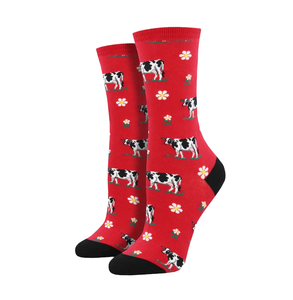 Sock Smith Ladies "LEGENDAIRY"Red Crew Socks WNC1516-RED 1 Sock Smith Ladies "LEGENDAIRY"Red Crew Socks WNC1516-RED
