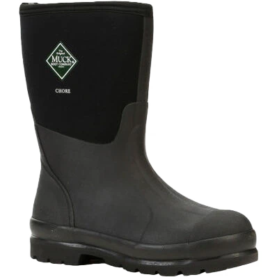 Muck Boot Company Muck Men's Chore Classic Mid Black Pull On Rubber Boots CHM-000A-BL 1 Muck Boot Company Muck Men's Chore Classic Mid Black Pull On Rubber Boots CHM-000A-BL