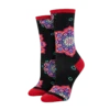 Sock Smith Ladies Mandala Black Crew Socks WNC2965-BLK
