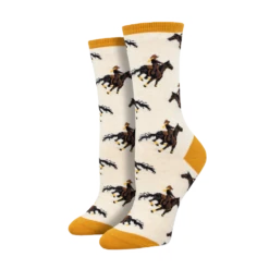 Sock Smith Ladies " Giddy Up" Ivory Crew Socks WNC2973-HIV