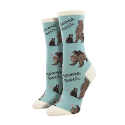 SockSmith Ladies Mama Bear Teal Crew Socks WNC2380-TEA