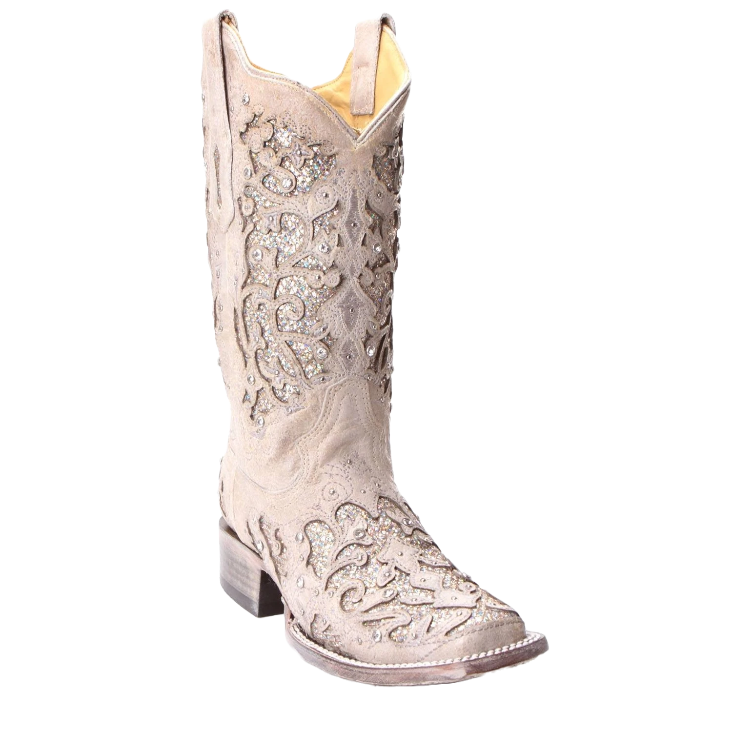 Corral Boots Corral Ladies Eliza White Glitter Inlay & Crystals Wedding Boot A3397 1 Corral Boots Corral Ladies Eliza White Glitter Inlay & Crystals Wedding Boot A3397