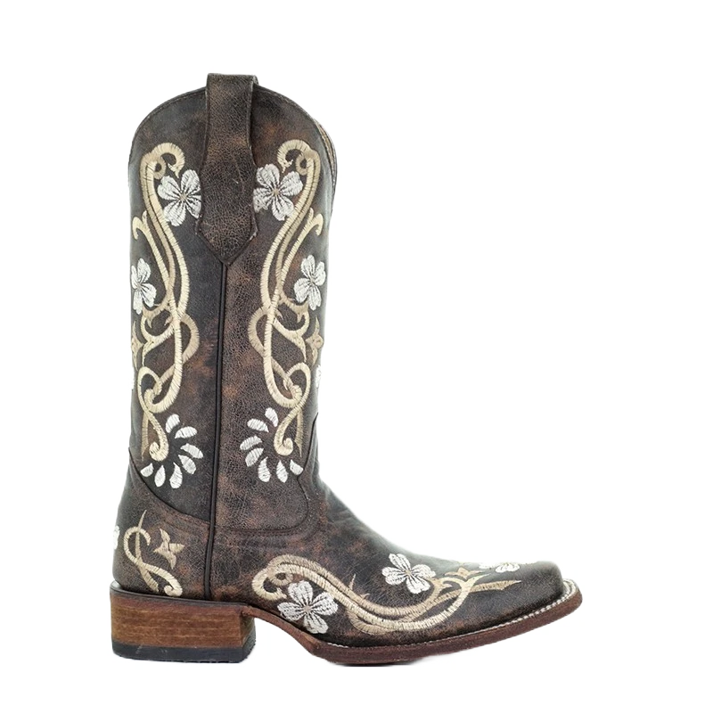 Circle G By Corral Ladies Shedron/Beige Floral Embroidered Boots L5270 2 Circle G By Corral Ladies Shedron/Beige Floral Embroidered Boots L5270 - Image 2