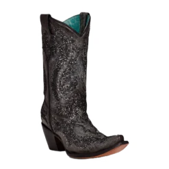 Corral Boots Corral Ladies Black Stud & Crystal Overlay Western Boots C3826