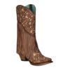 Corral Boots Corral Ladies Honey Lamb Overlay & Fringes Western Boots C3876