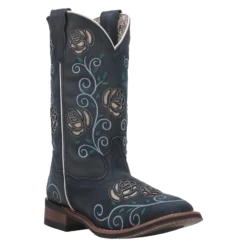 Laredo® Ladies Navy Willow Floral Square Toe Pull On Western Boots 5885