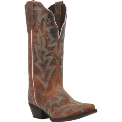 Laredo Ladies Adrian Snip Toe Honey Studded Western Boots 52412