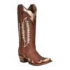 Circle G By Corral Ladies Cognac Studded Overlay Western Boots L2042