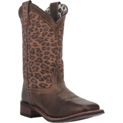 Laredo Ladies Astras Cheetah Print Square Toe Tan Western Boots 5890