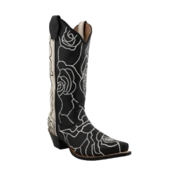 Twisted X Ladies Rose Patterned Black & White Western Boots WSO0026