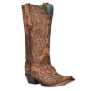 Corral Boots Corral® Ladies Shedron Inlay Snip Toe Brown Western Boots C3813