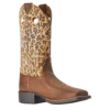 Ariat® Ladies Round Up Crossroads Brown Leopard Western Boots 10042384