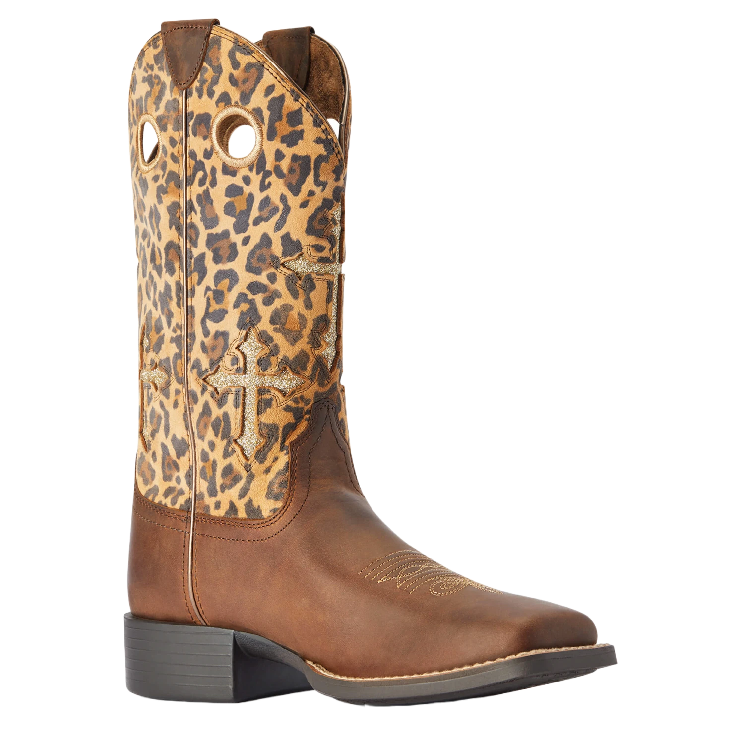 Ariat® Ladies Round Up Crossroads Brown Leopard Western Boots 10042384 1 Ariat® Ladies Round Up Crossroads Brown Leopard Western Boots 10042384