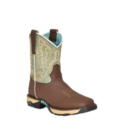Corral Boots Corral Ladies Farm & Ranch Mint & Brown Square Toe Work Boots W5002