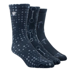 Ariat® Ladies Novelty Navy Raining Bits Crew Socks 10041366