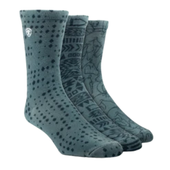 AriatĀ® Unisex 3-Pack Charm Four Leaf Clover Doodle Crew Socks 10041365