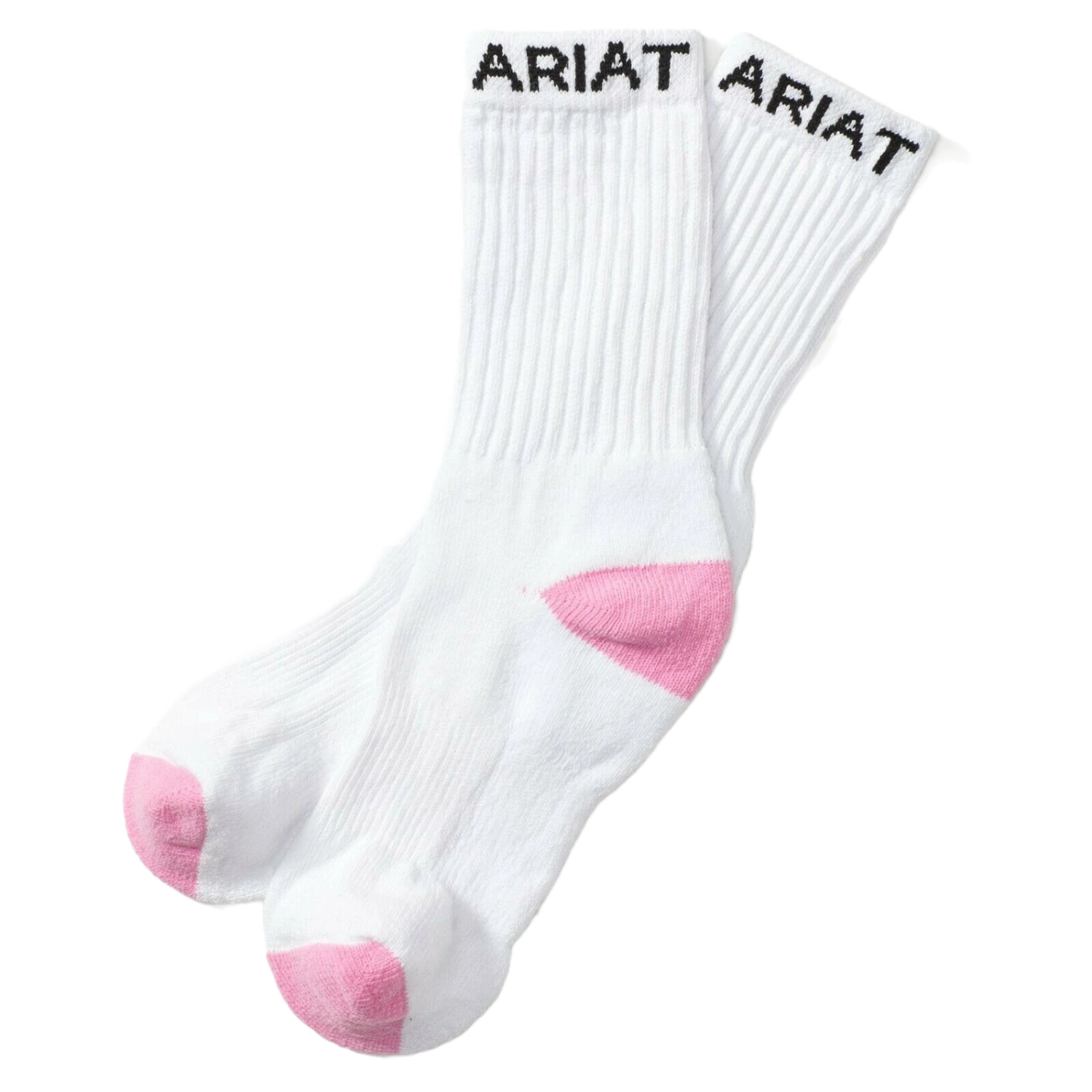 Ariat Ladies 3 Pack White & Pink Crew Socks A2500605 2 Ariat Ladies 3 Pack White & Pink Crew Socks A2500605 - Image 2
