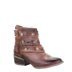 Circle G By Corral Ladies Harness Ankle Cognac Bootie Shoe Q5058