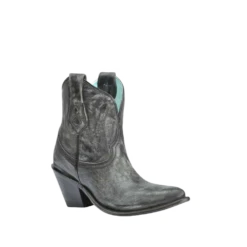 Corral Boots Corral Ladies Distressed Snip Toe Black Ankle Boots A3243