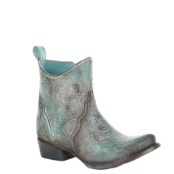 Corral Boots Corral Ladies Turquoise Cutout & Hand Painted Ankle Boots C3493