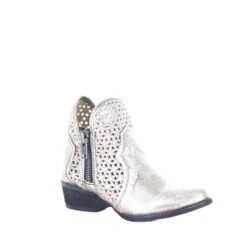 Circle G By Corral Ladies Metallic Silver Cutout Shortie Boots Q5127