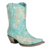 Corral Boots Corral® Ladies Studded & Floral Embroidery Turquoise Booties A4316