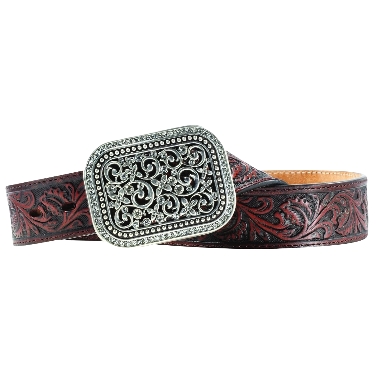 Ariat Ladies Filigree Tooled Dark Brown Leather Belt A10006957 1 Ariat Ladies Filigree Tooled Dark Brown Leather Belt A10006957