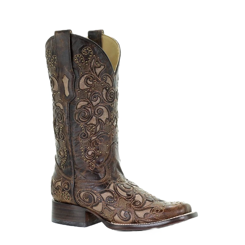 Corral Boots Corral Ladies Brown Inlay, Studs & Embroidery Boots A3326 1 Corral Boots Corral Ladies Brown Inlay, Studs & Embroidery Boots A3326