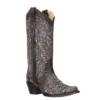 Corral Boots Corral Ladies Black & Grey Inlay Embroidery & Studs Boots A3320
