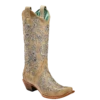 Corral Boots Corral Ladies Scarlett Bone Glitter Overlay Embroidery & Crystals Boots C3356