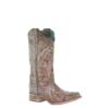 Corral Boots Corral Ladies Taupe Flowered Embroidery & Crystal Studs Boots E1520