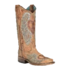 Corral Boots Corral Ladies Sandy Heart & Wings Tan Square Toe Boots A4313